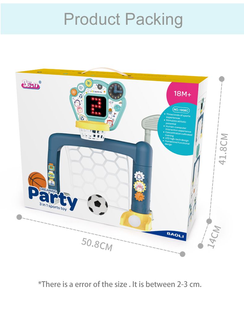 Stand 3‑en‑1 Junior Sports – Basket, Foot & Golf pour Enfants