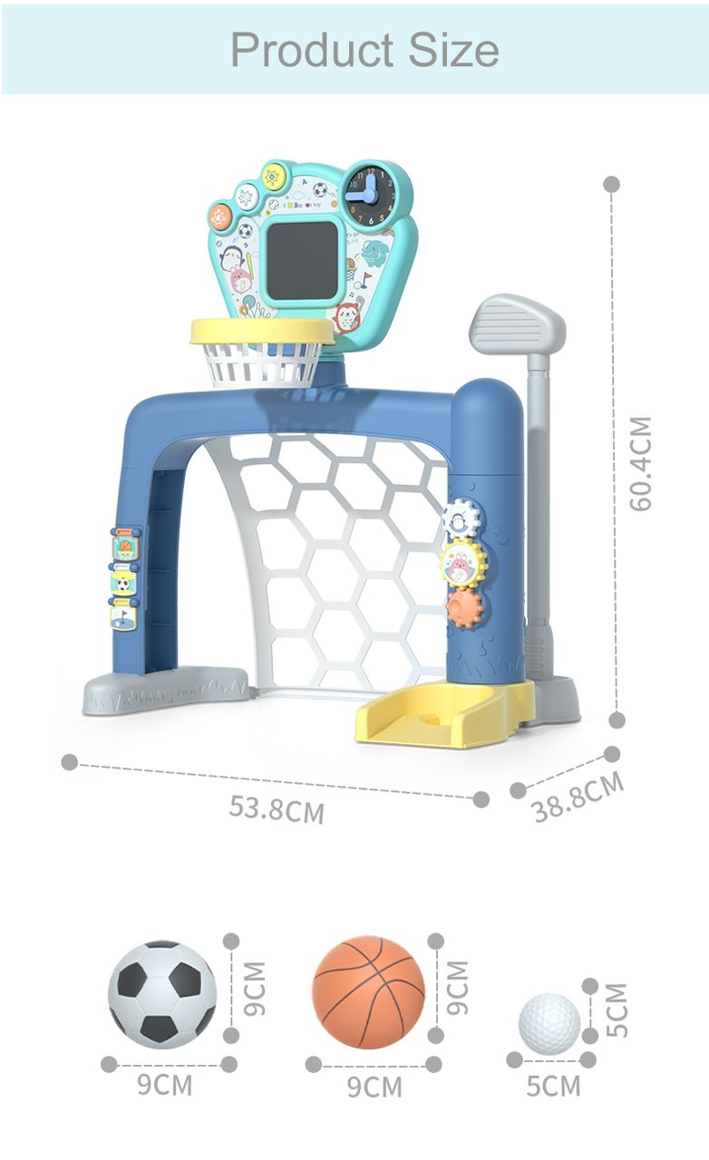 Stand 3‑en‑1 Junior Sports – Basket, Foot & Golf pour Enfants